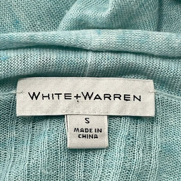 White Warren Linen Cardigan Women Sz S Open Pocket Mint Green Lightweight Tunic - Picture 9 of 10